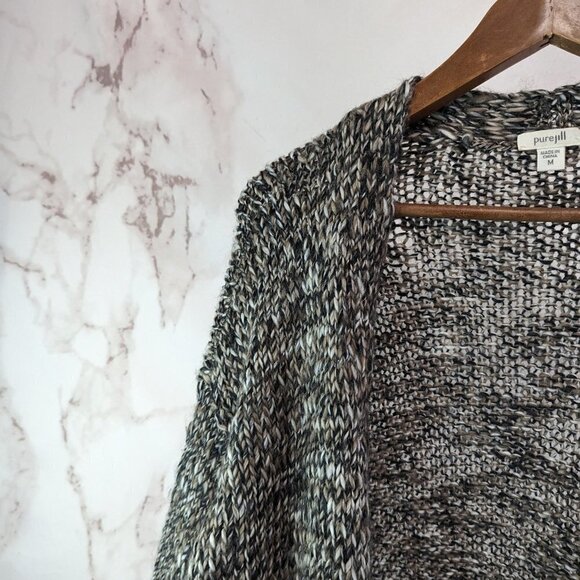 J Jill Cardigan Womens Medium Gray Midi Long Duster Button Sweater Wool Alpaca - Picture 2 of 11